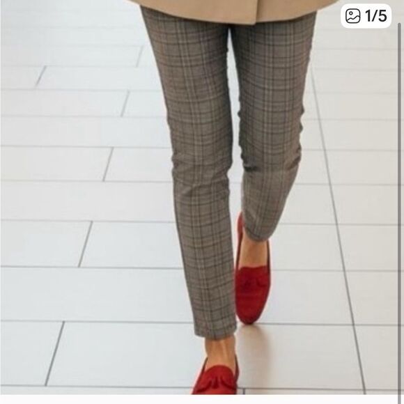 Ricki's Women's Plaid Ankle Pants - Gray and Red - Picture 1 of 5